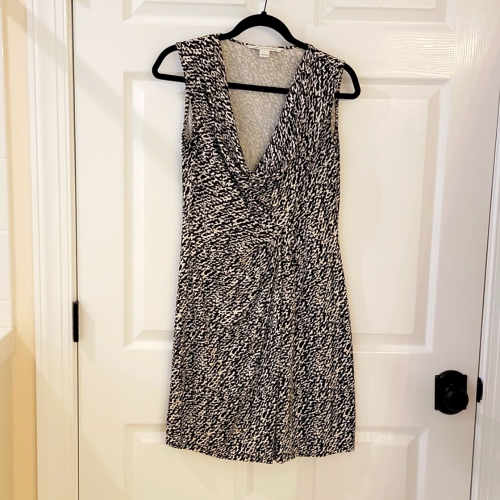 Diane Von Furstenberg DVF cowl neck animal print silk dress